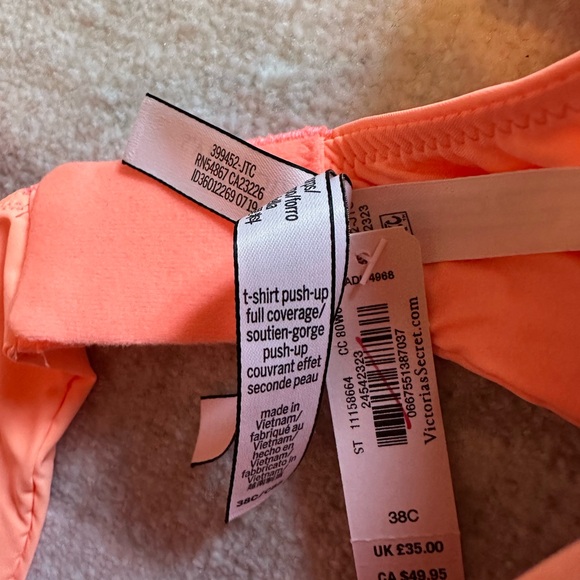 Victorias Secret Coral 38C Bra - NEW - Picture 3 of 4